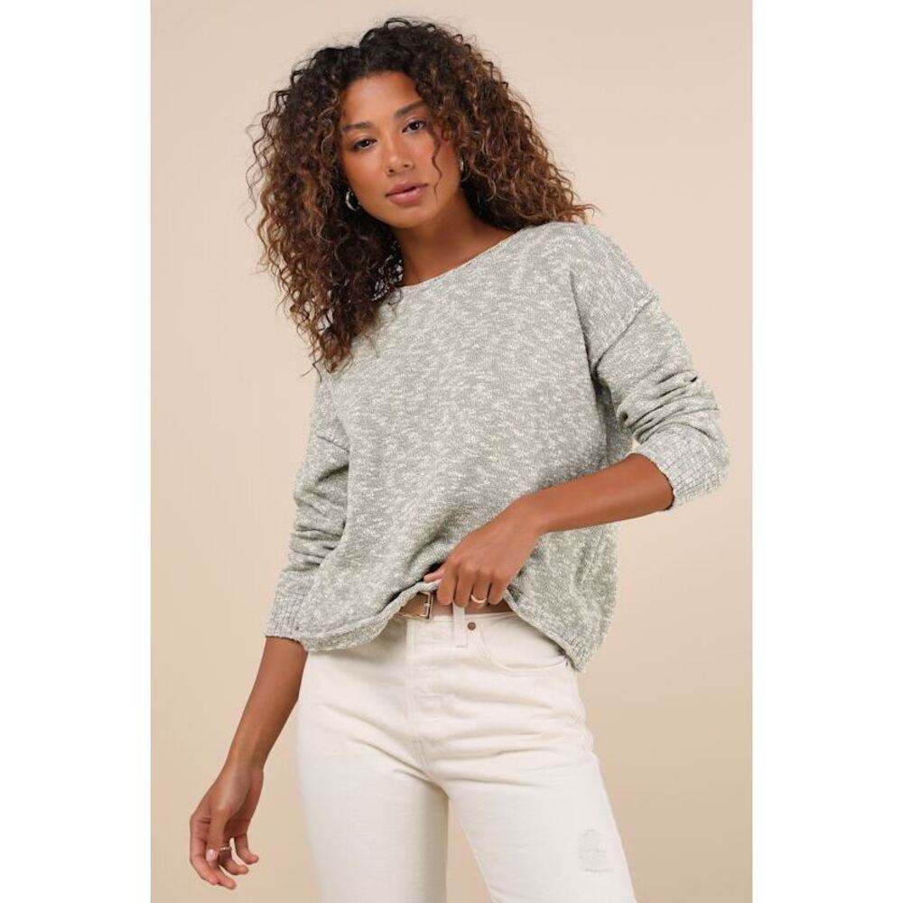Lulus Timeless Perfection Green Textured Crew Neck Pullover Sweater - Size S